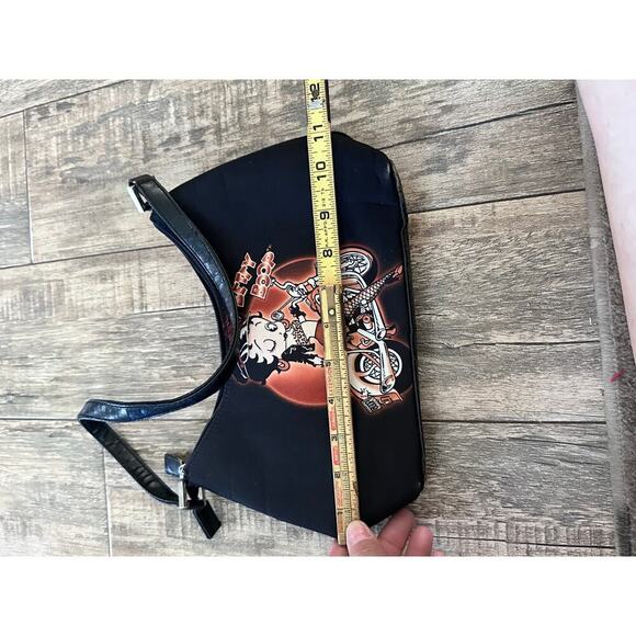 Betty Boop Women's Black On Motorcycle Print Shoulder Bag - Picture 8 of 13